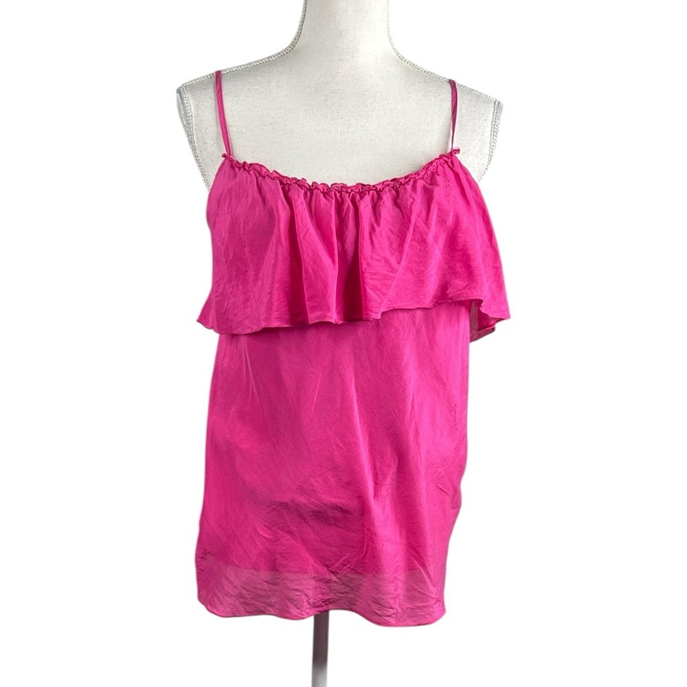 GAP Silk Blend Fuchsia Pink Ruffle Camisole Summer Spring Tank Top Size Small